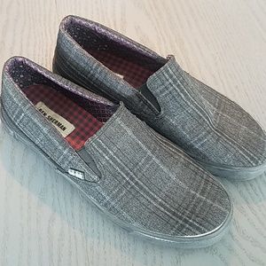 Ben Sherman plaid grey slip on sneakers